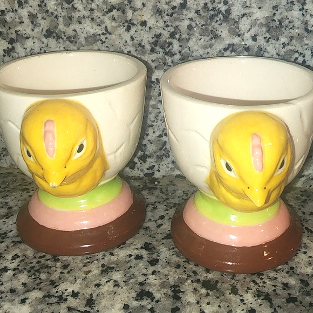 Vintage Charming Lil Chicken Egg Holders -Breakfast
